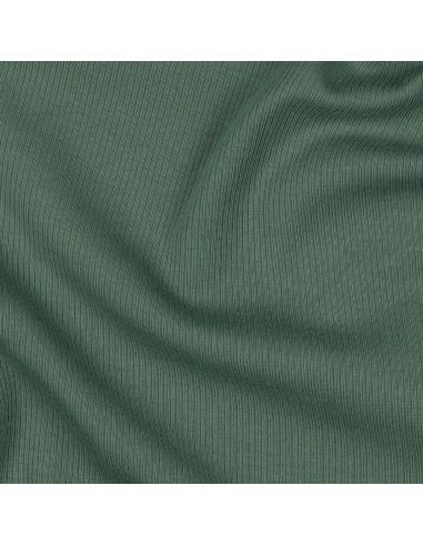 Tejido de punto fino de algodón acanalado - Verde