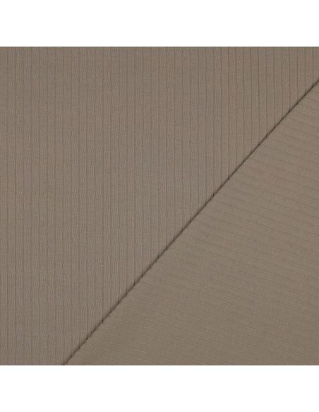 Tejido de punto de algodón ligero acanalado - Topo
