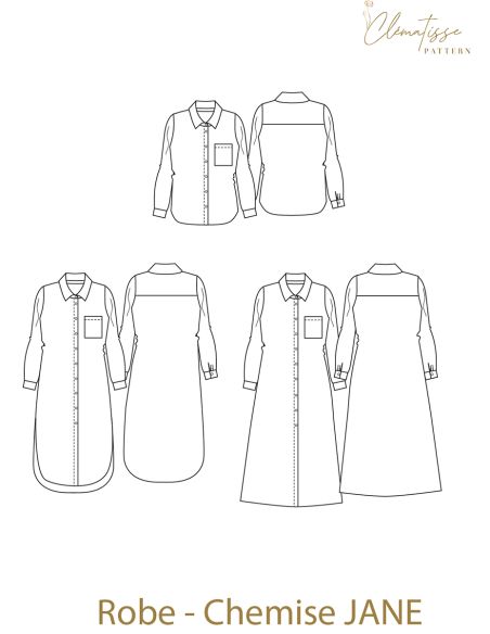 Patrón de vestido camisero Jane - Clématisse Pattern