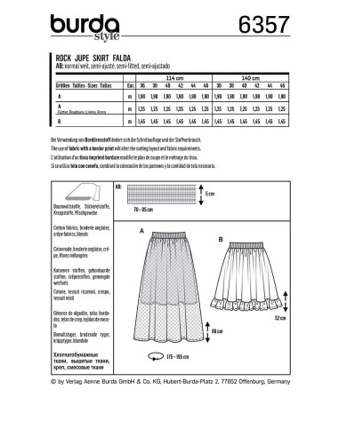 Patrón de falda - Burda 6357