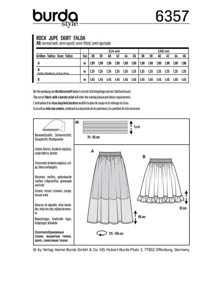 Patrón de falda - Burda 6357