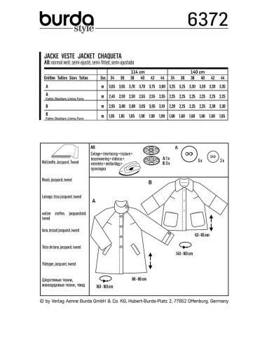 Patrón de chaqueta - Burda 6372