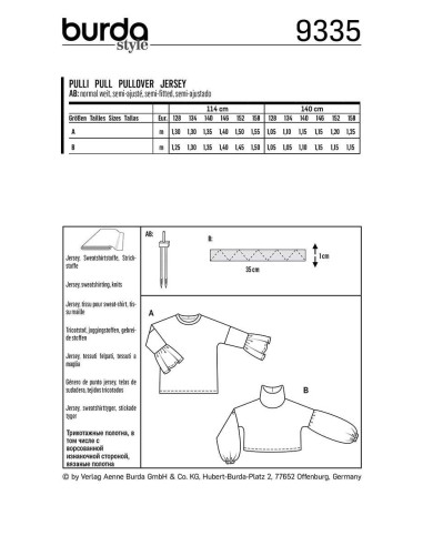Patrón de suéter - Burda 9335