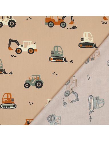 Tela popelina de algodón maquinaria de construcción - Beige