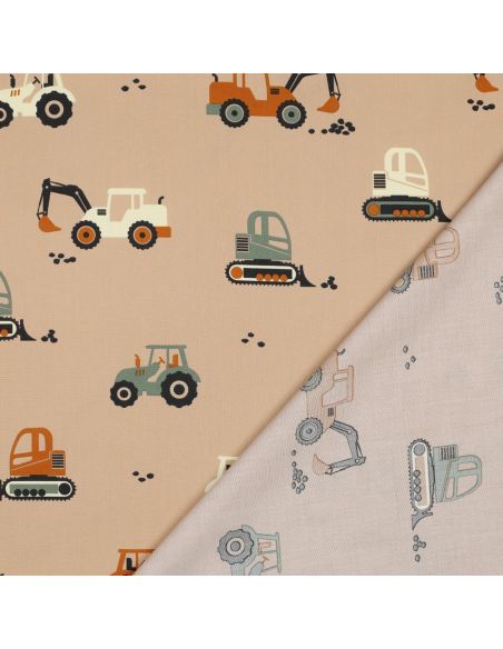 Tela popelina de algodón maquinaria de construcción - Beige