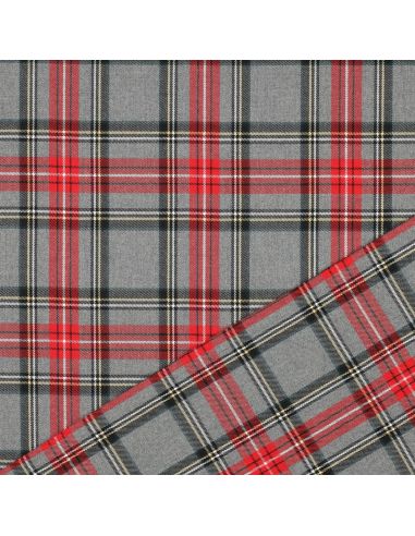 Tejidos de tartán escocés - Rojo y gris