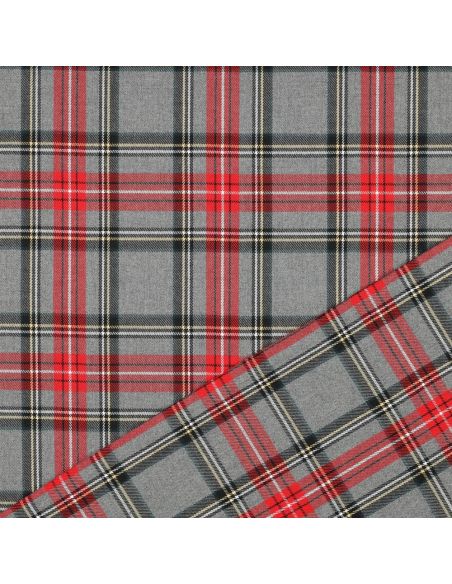 Tejidos de tartán escocés - Rojo y gris