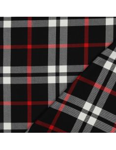 Tejidos de tartán escocés - Negro, blanco y rojo