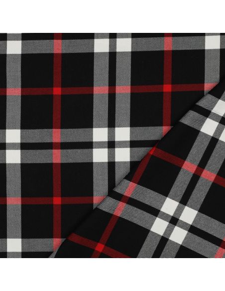 Tejidos de tartán escocés - Negro, blanco y rojo