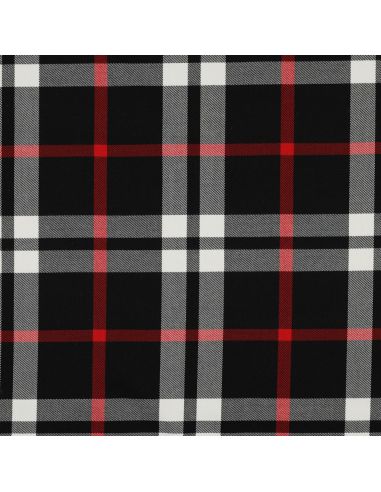 Tejidos de tartán escocés - Negro, blanco y rojo