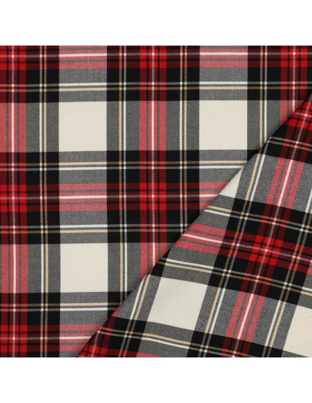 Tejidos escoceses de tartán - Negro, rojo, amarillo y blanco