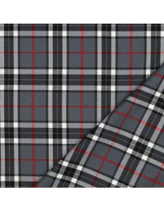 Tejidos escoceses de tartán - Negro, gris y rojo