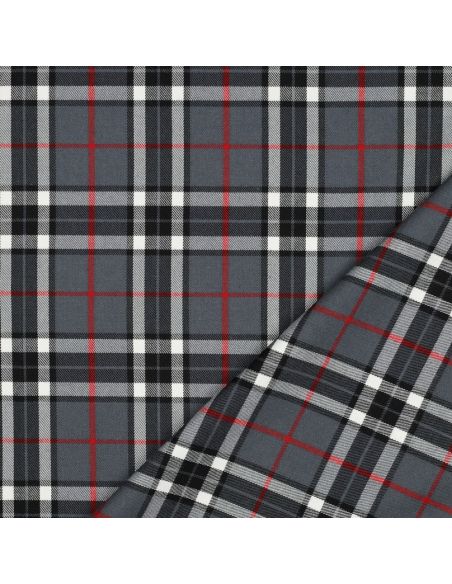 Tejidos escoceses de tartán - Negro, gris y rojo