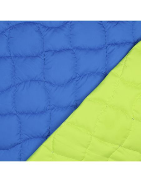 Tejido acolchado de doble cara pop - Azul y verde anís