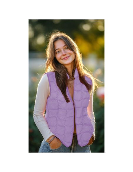 Tejido acolchado de doble cara pop - Lila y albaricoque