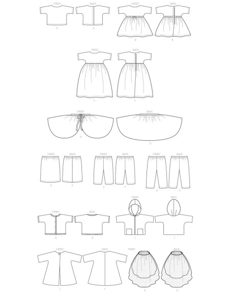 Patrón de ropa para muñeca - Butterick 6606