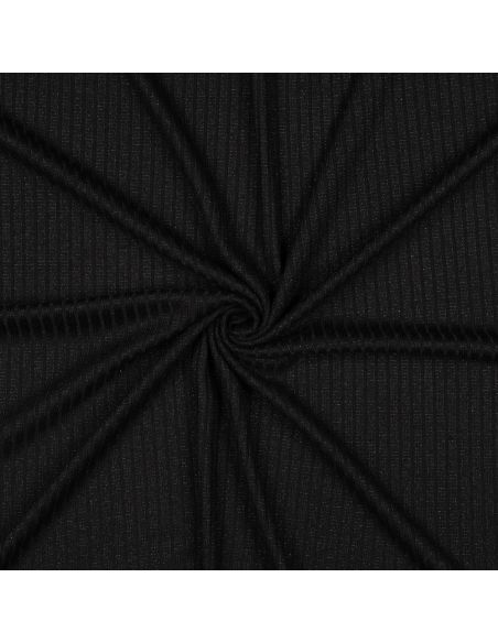 Tejido de punto acanalado lurex - Negro plateado