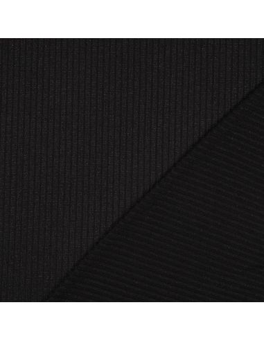 Tejido de punto acanalado lurex - Negro plateado