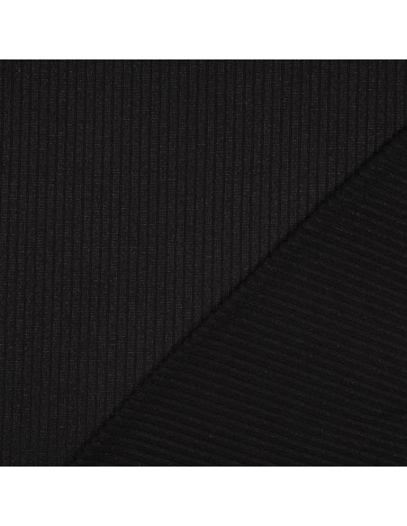 Tejido de punto acanalado lurex - Negro plateado