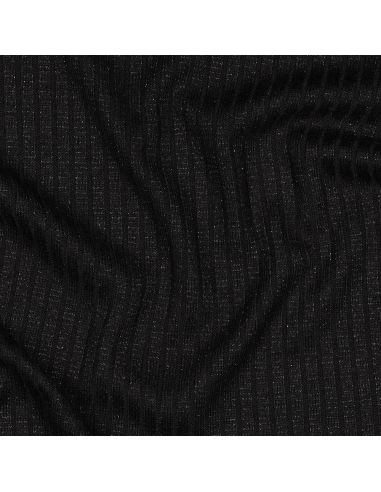Tejido de punto acanalado lurex - Negro plateado
