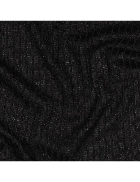 Tejido de punto acanalado lurex - Negro plateado