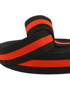 Elástico fantasía rayado negro y rojo 40 mm