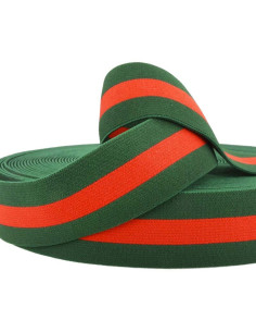 Elástico fantasía a rayas verde y rojo 40 mm