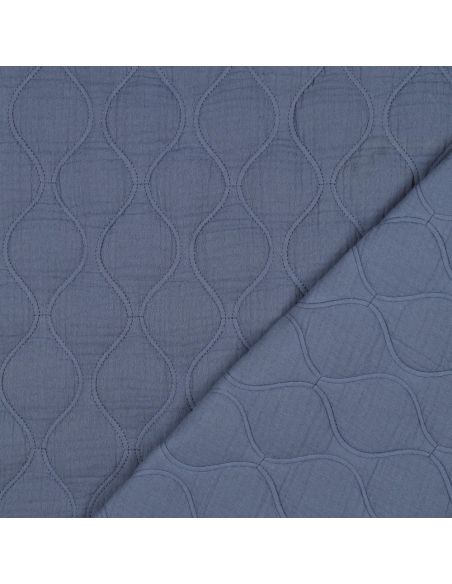 Tejido acolchado de doble gasa - Azul vaquero