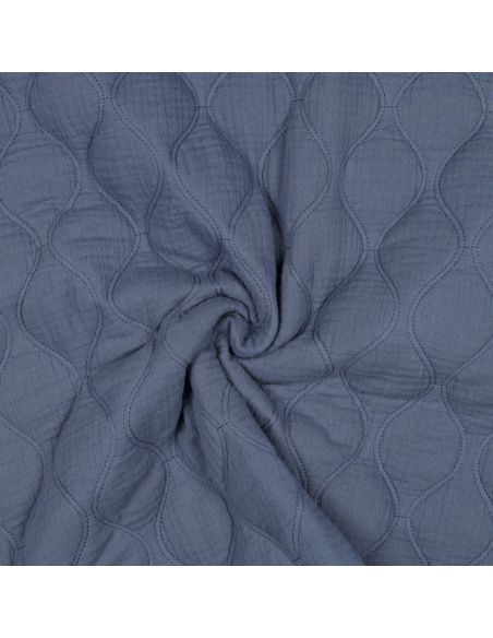 Tejido acolchado de doble gasa - Azul vaquero