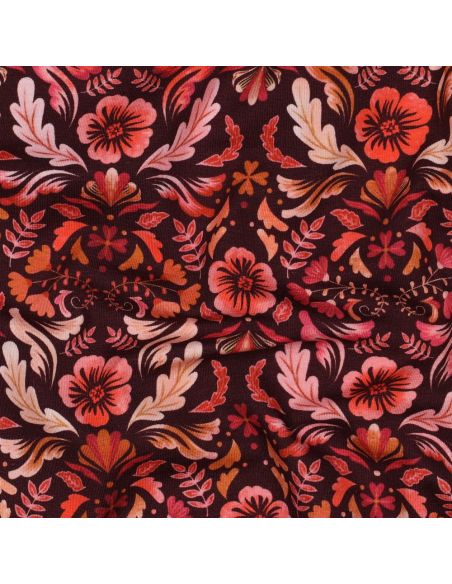 Tejido de punto estampado Clara - Fondo rojo