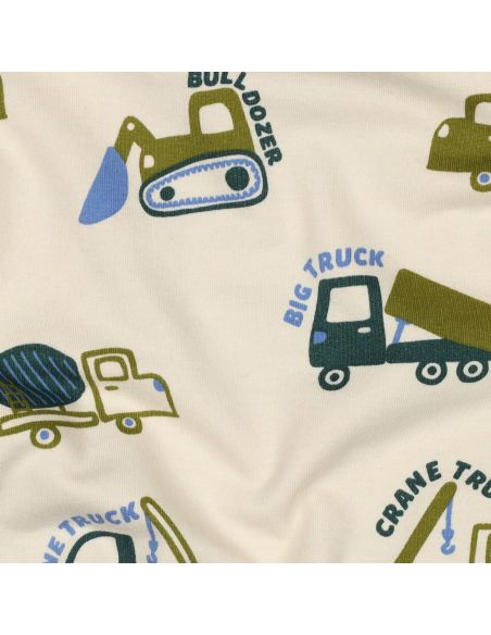 Tela de sudadera ligera con maquinaria de construcción - Crudo