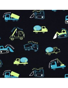 Tela de sudadera ligera con maquinaria de construcción - Azul marino 2