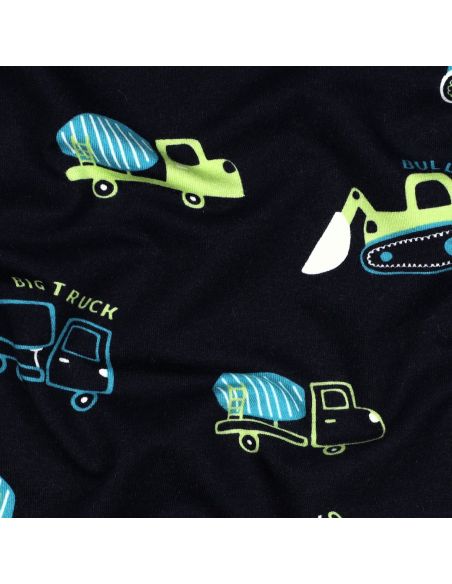 Tela de sudadera ligera con maquinaria de construcción - Azul marino