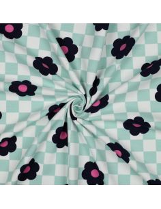 Tejido de sudadera ligero con flores - Verde
