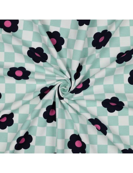 Tejido de sudadera ligero con flores - Verde