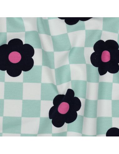 Tejido de sudadera ligero con flores - Verde