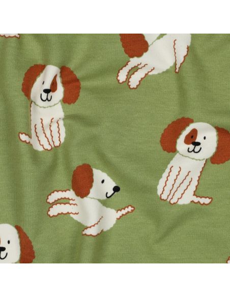 Tejido de sudadera ligero con perros - Verde