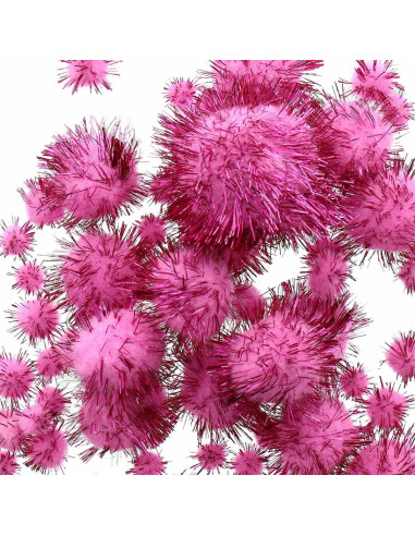 Set de 60 pompones brillantes - Rosa