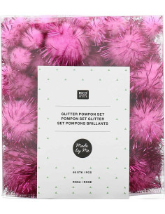 Set de 60 pompones brillantes - Rosa 2