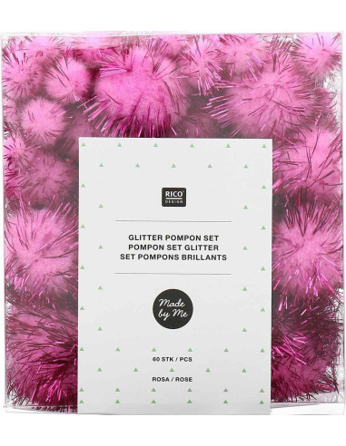 Set de 60 pompones brillantes - Rosa