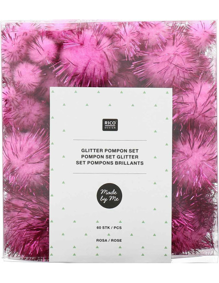 Set de 60 pompones brillantes - Rosa