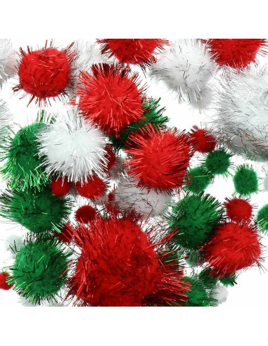 Set de 60 pompones brillantes - Navidad