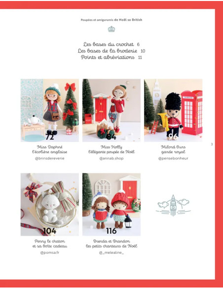 Libro de muñecas y amigurumis de Navidad al estilo británico