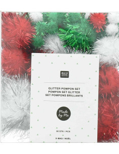 Set de 60 pompones brillantes - Navidad 2