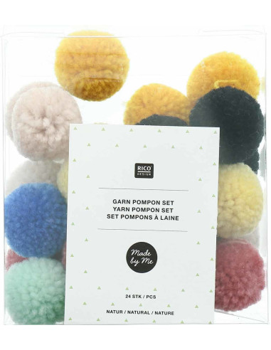 Set de 24 pompones de lana - Naturaleza