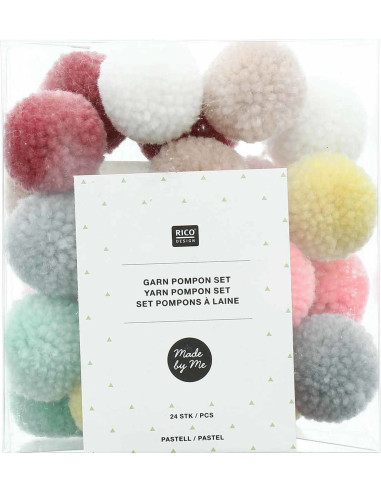 Set de 24 pompones de lana - Pastel