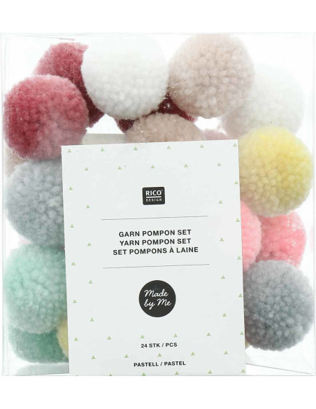 Set de 24 pompones de lana - Pastel