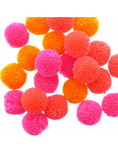 Set de 24 pompones de lana - Flúor