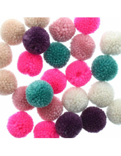 Set de 24 pompones de lana - Jolly christmas pastel