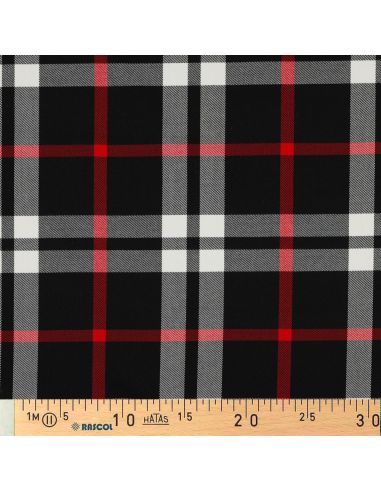 Tejidos de tartán escocés - Negro, blanco y rojo